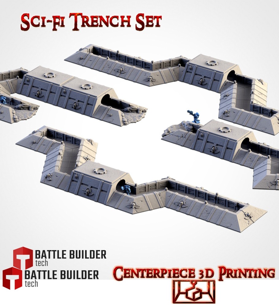 Sci-Fi Trenches - 3d printed Tabletop Terrain Scenery 28mm for Grim Future