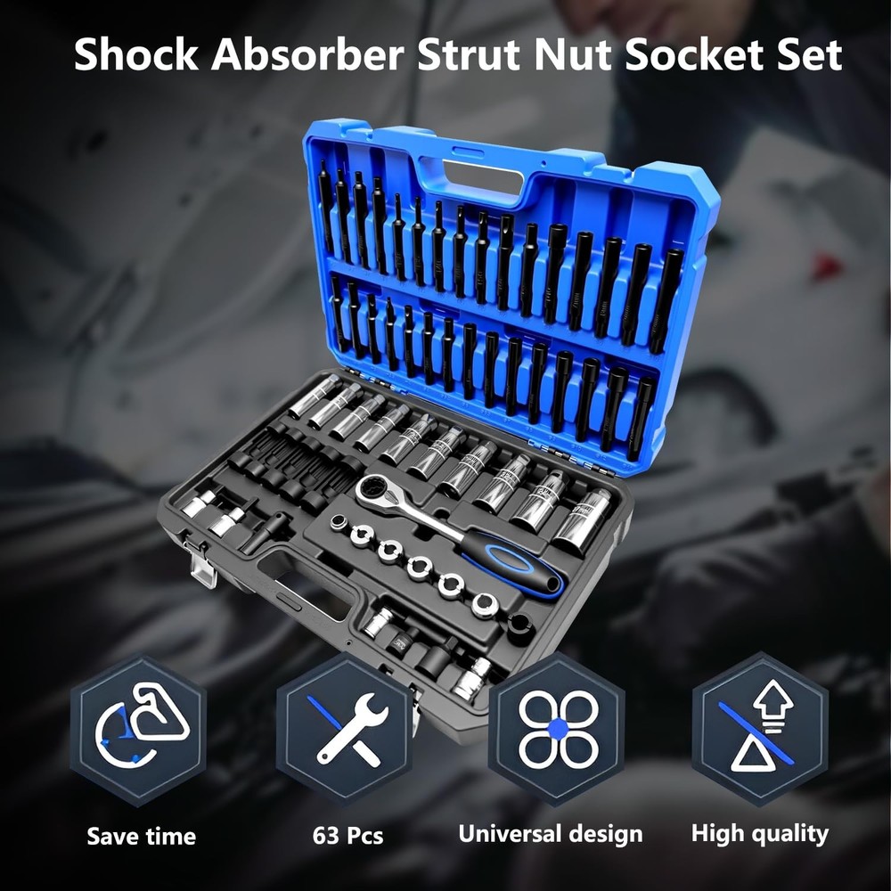 62x Shock Absorber Strut Nut Socket Set Master Suspension Removal Installer Tool