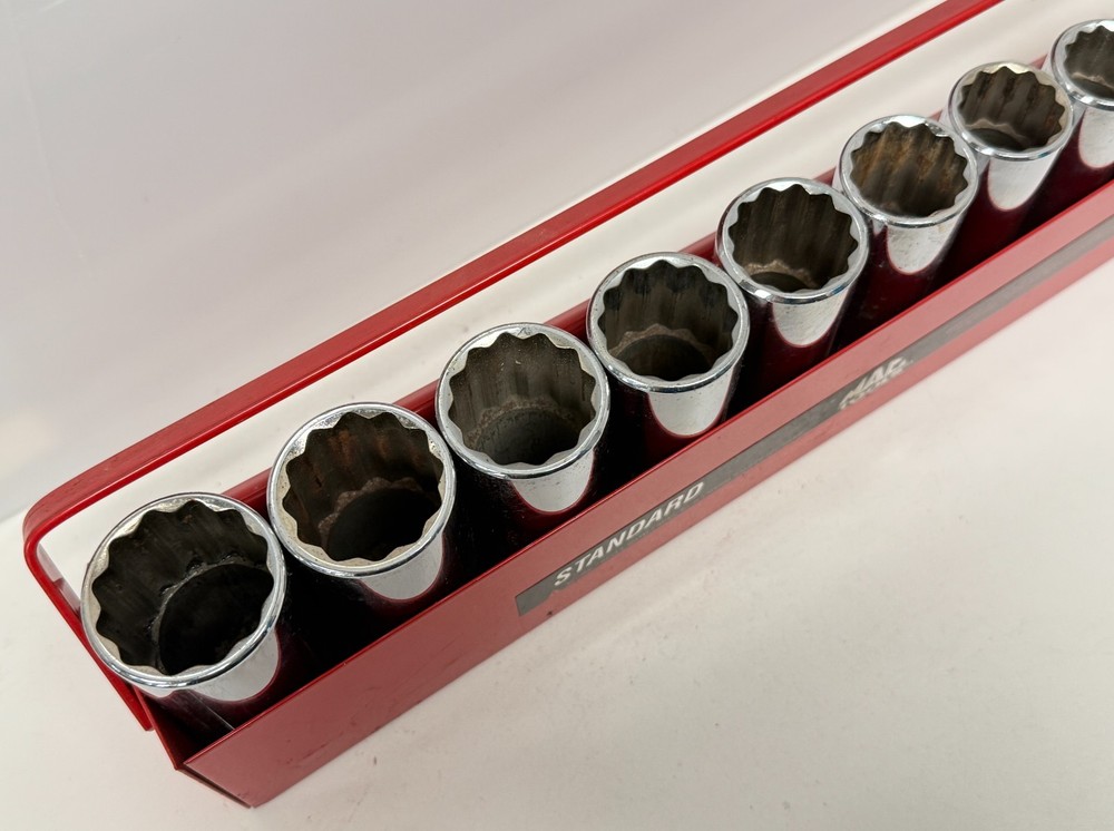 Mac Tools 11Pc SAE Deep Socket Set 1/2" Drive 12 Pt 7/16"-1 1/8" (Missing 9/16)
