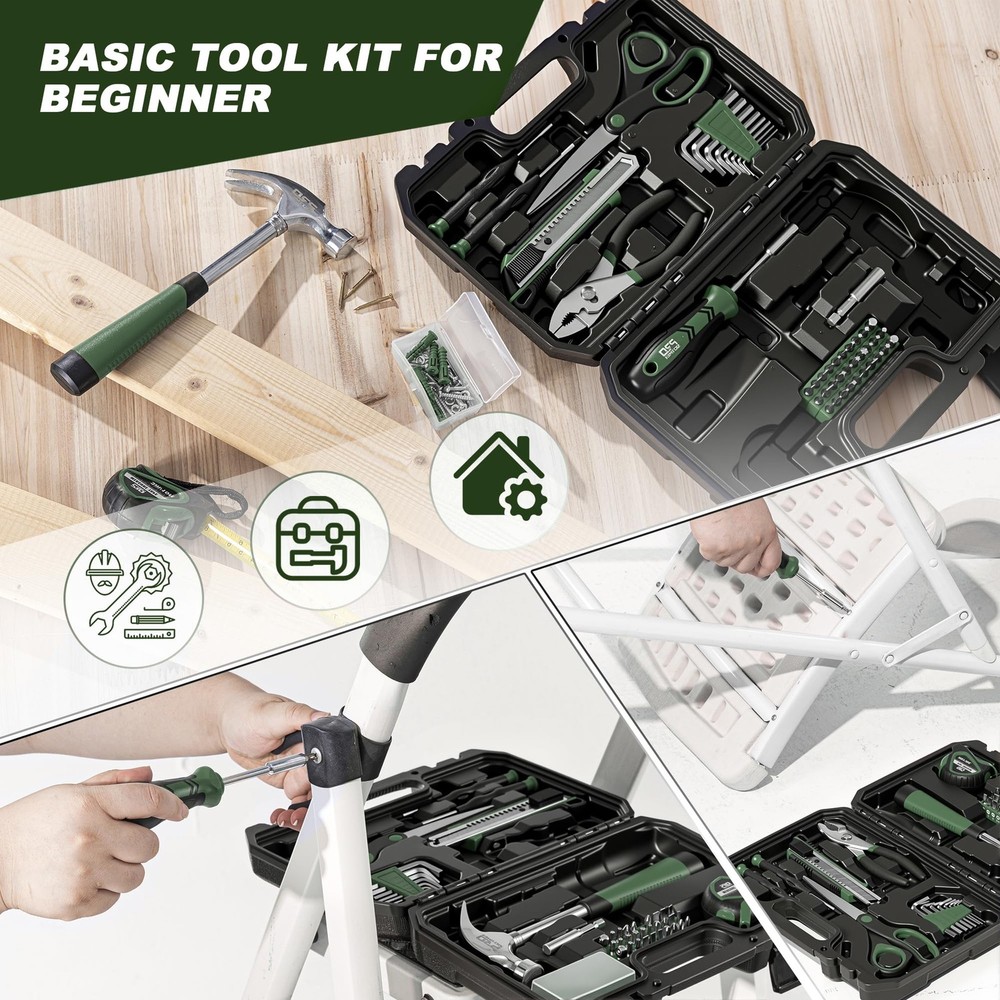 93-Piece Tool Kit, Basic Household Repair Tool Set with Toolbox Storage Case,...