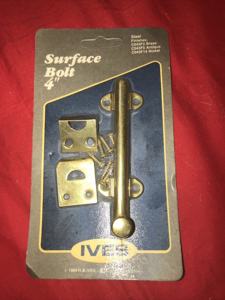 Ives C043F3 4-in Surface Bolt, Brass Plated