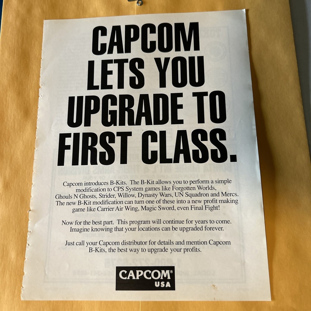 Original 11-8'' Capcom Cps 1 Upgrade  ARCADE Video GAME FLYER
