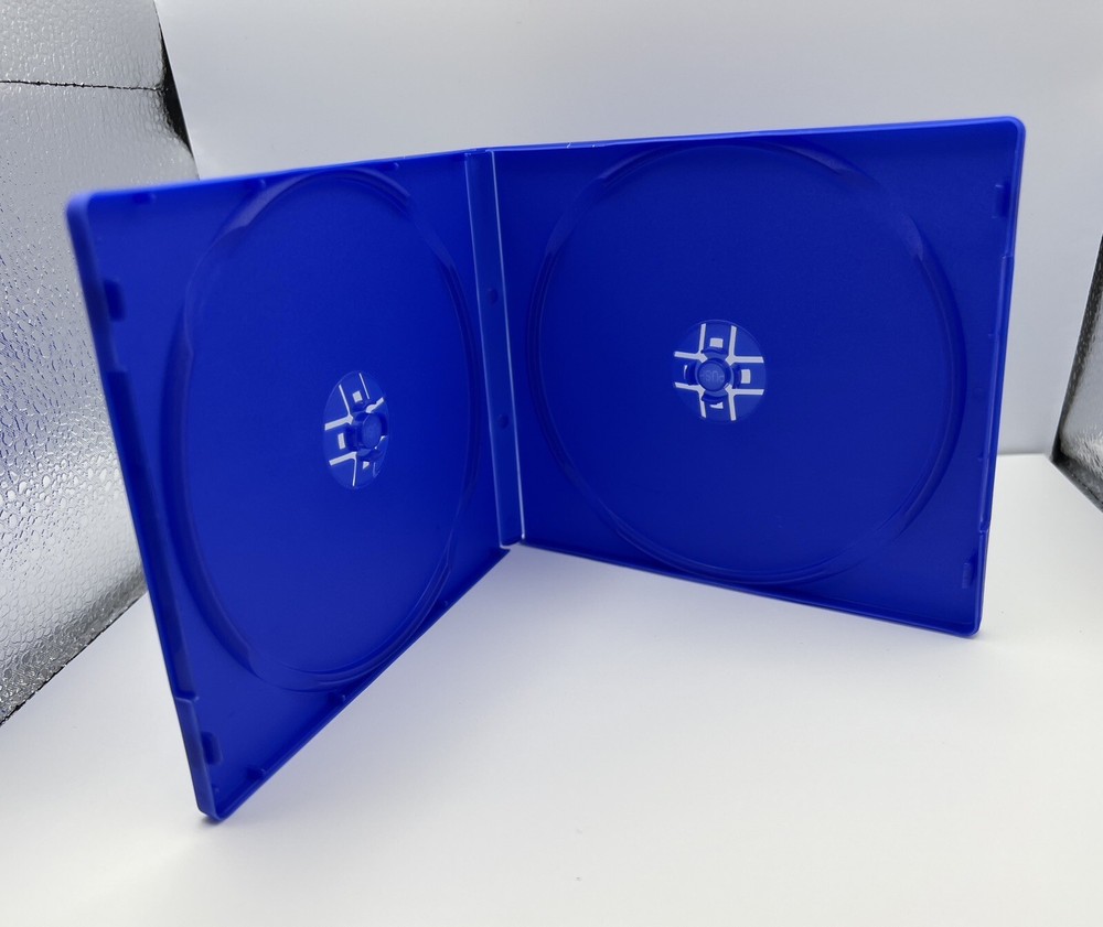5 PCS NEW 12MM DOUBLE CD POLY CASES WITH SLEEVE, BLUE, MH3