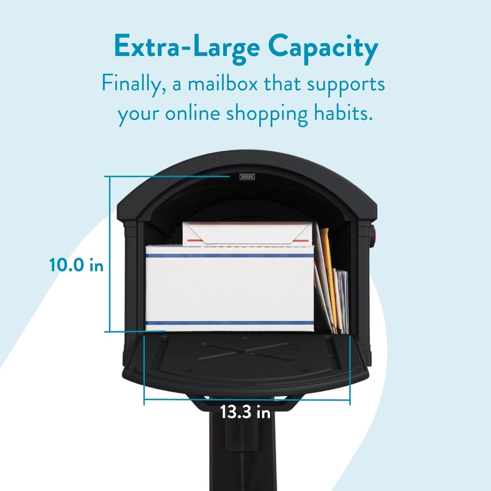 ARCHITECTURAL MAILBOXES Grand Haven Plastic, Mailbox and Extra Large, Black