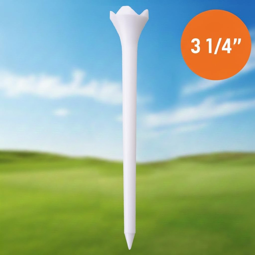Hampton Distribution White Plastic Golf Tees, 100 Count, 3-1/4 Inch,
