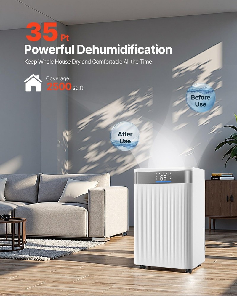 VEVOR 35 Pints Dehumidifier 2500 Sq.Ft