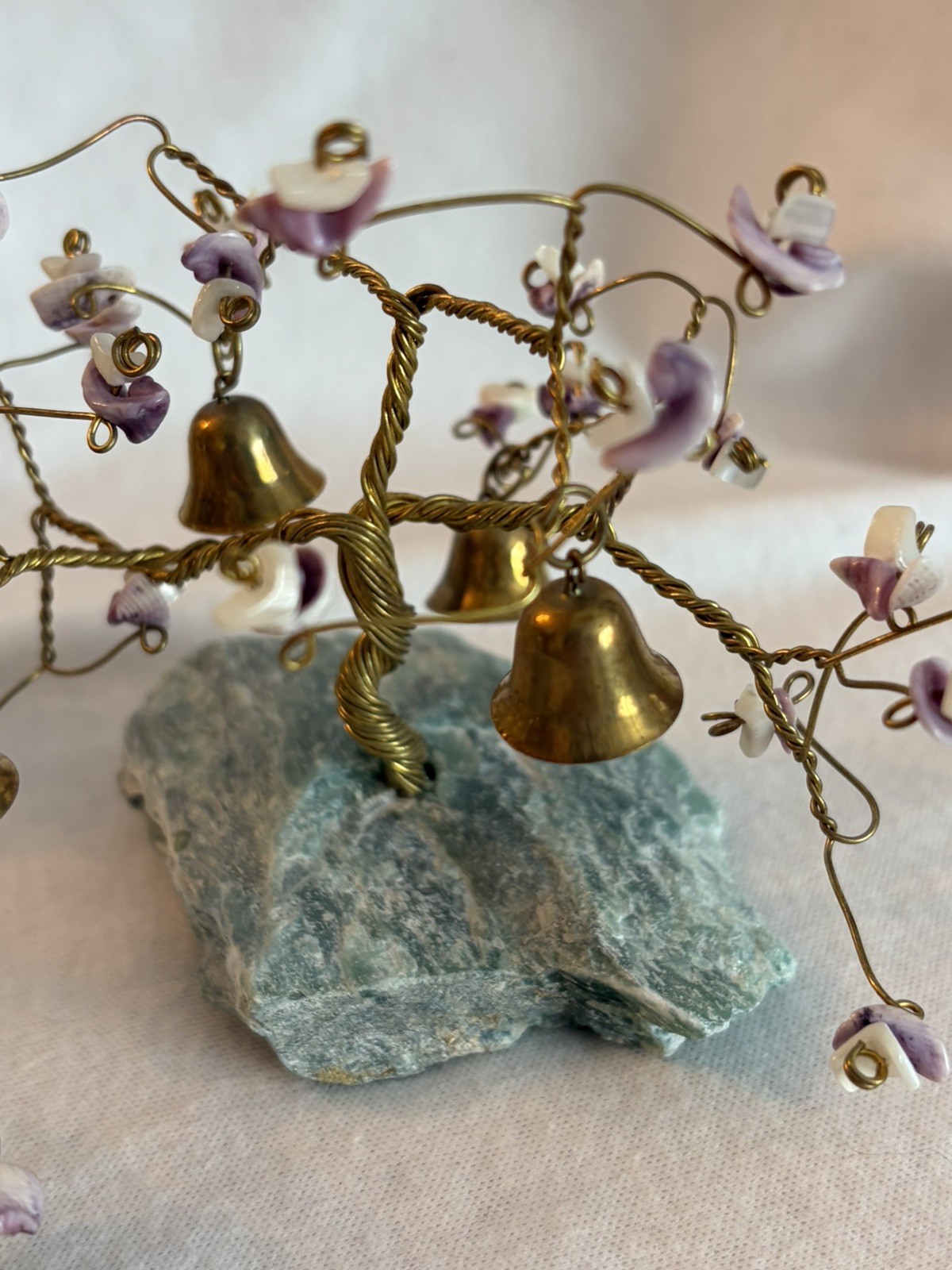 Vintage Prosperity Tree Farms Twisted Wire 3 Trees Flowers Bells Marble Base