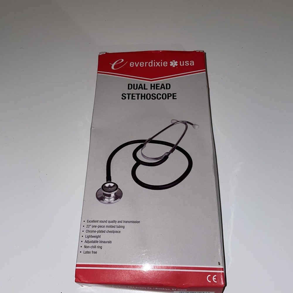 EVERDIXIE DOUBLE DUAL HEAD STETHOSCOPE BLACK - For Doctors, Nurses, EMTs