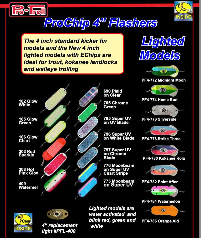 PRO-TROLL ProChip 4" #796 White Super Charge UV Flasher