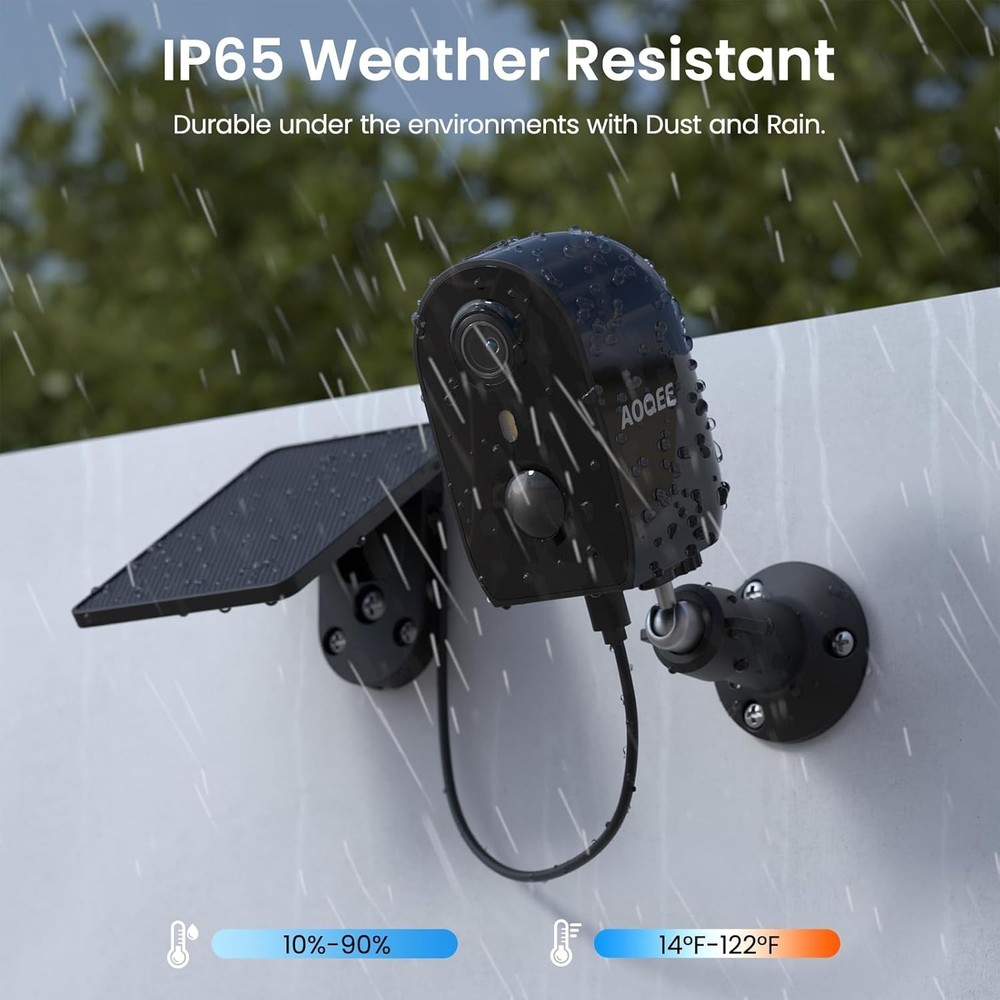 Solar Security Camera 2K Wireless Outdoor PIR Motion Alexa SD Card
