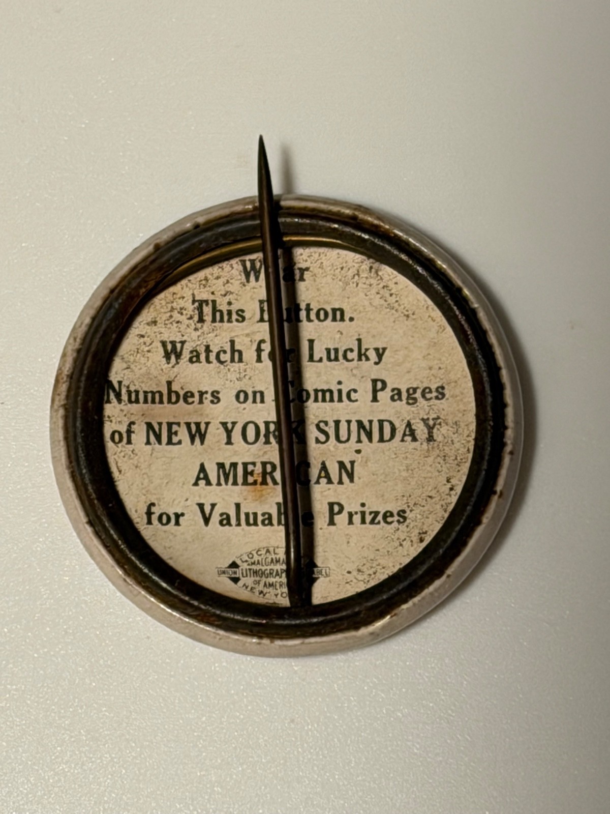 1930’s New York Sunday American Tillie newspaper comic character pin