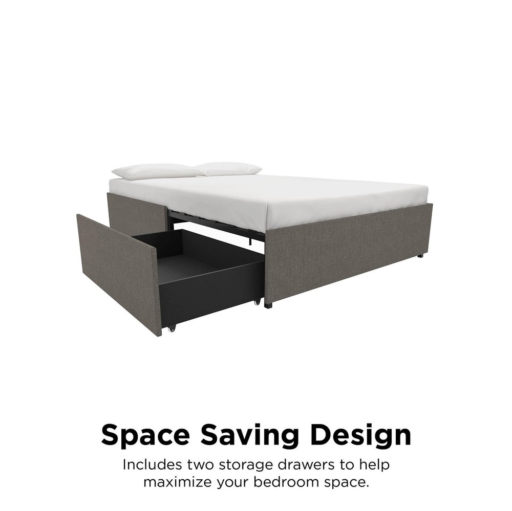 Maven Upholstered Platform Bed for Raised Mattress with Underbed Storage Draw...