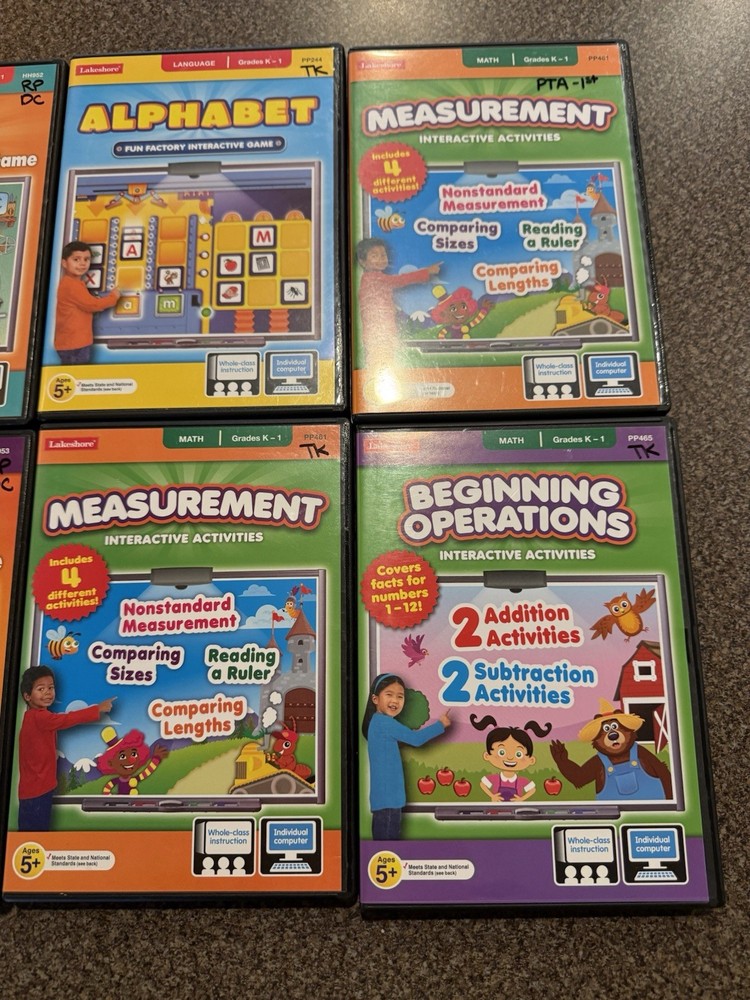 Lot 8 Lakeshore Interactive Educational Games Lot PC/Mac CD Rom K - 1 Math +