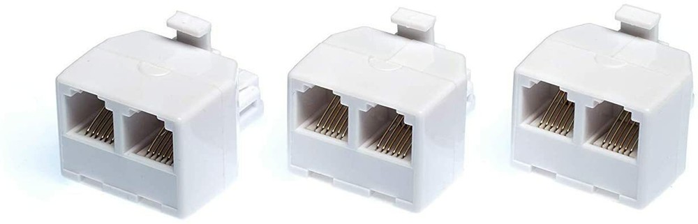 Duplex Modular Phone Wall Jack Adapter (WHITE) RJ11 - Splitter | Three Pack