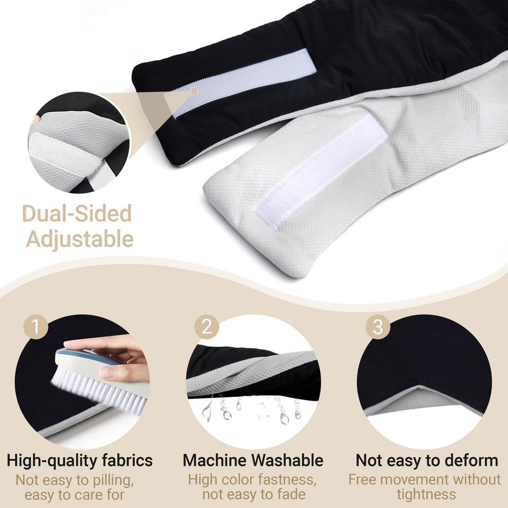 Soft Reversible Cotton Eye , Obsidian Black&Grey Full-Coverage Adjustable Bre...