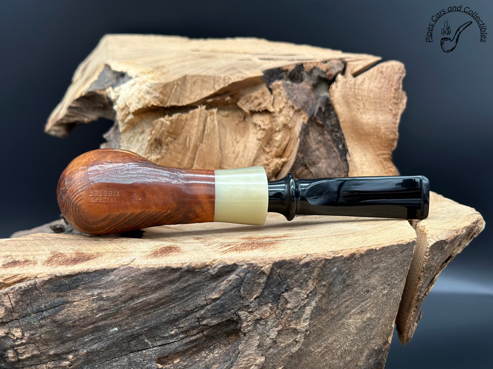 Brebbia Special Bent Brandy Half Rustique Smoking Pipe