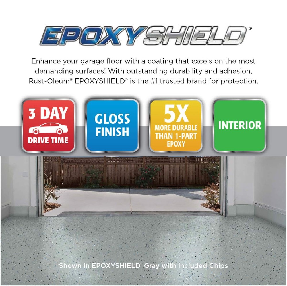Rust Oleum Epoxy Shield Garage Floor Coating Gray 2 Part Durable Paint Kit