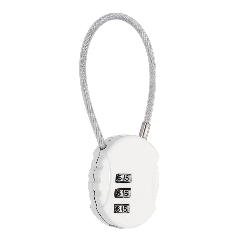 White 3-Digit Combination Cable Padlock for Luggage