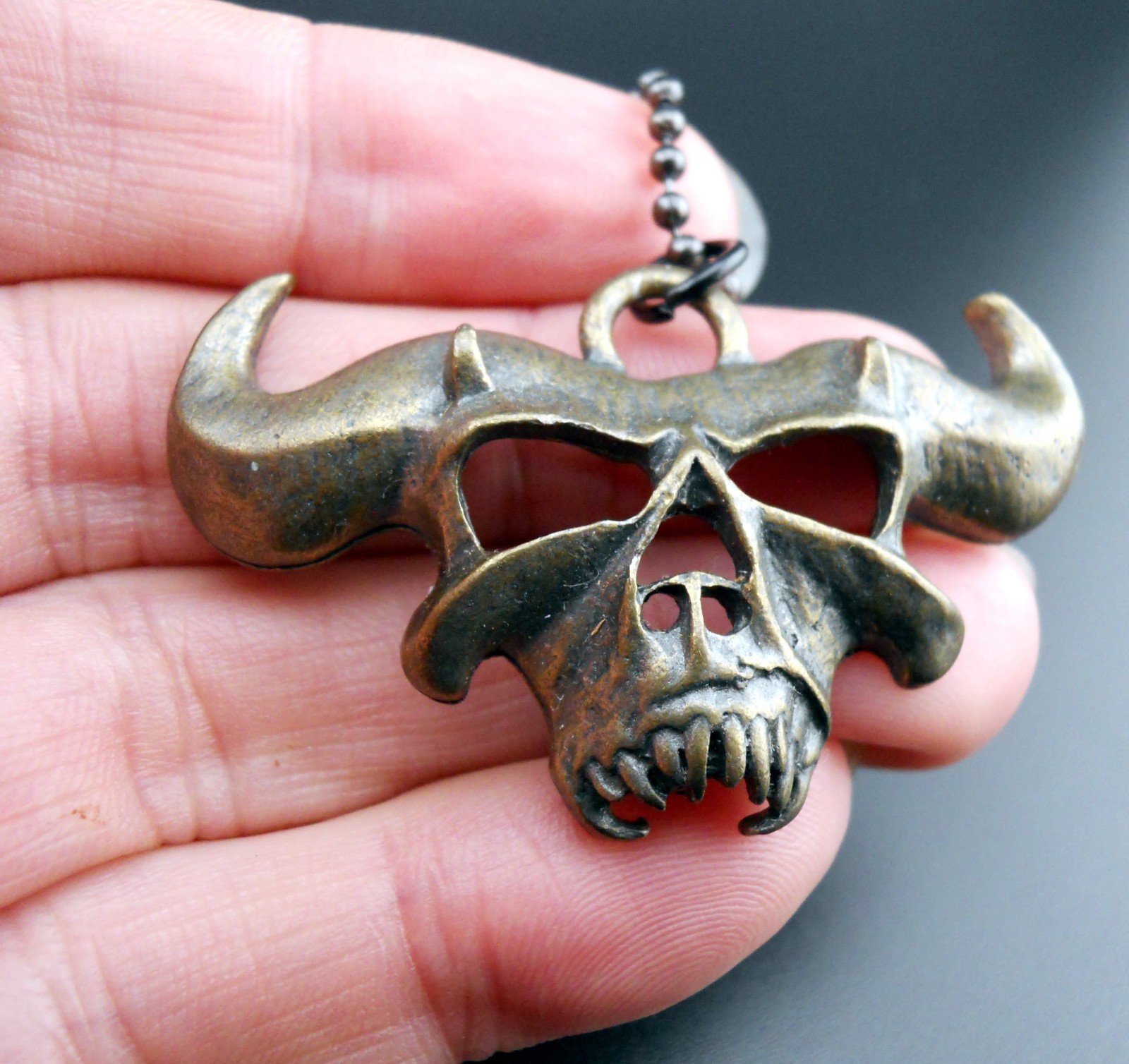 Danzig Necklace New Skull Pendant Rare Antique Gold/Bronze Finish