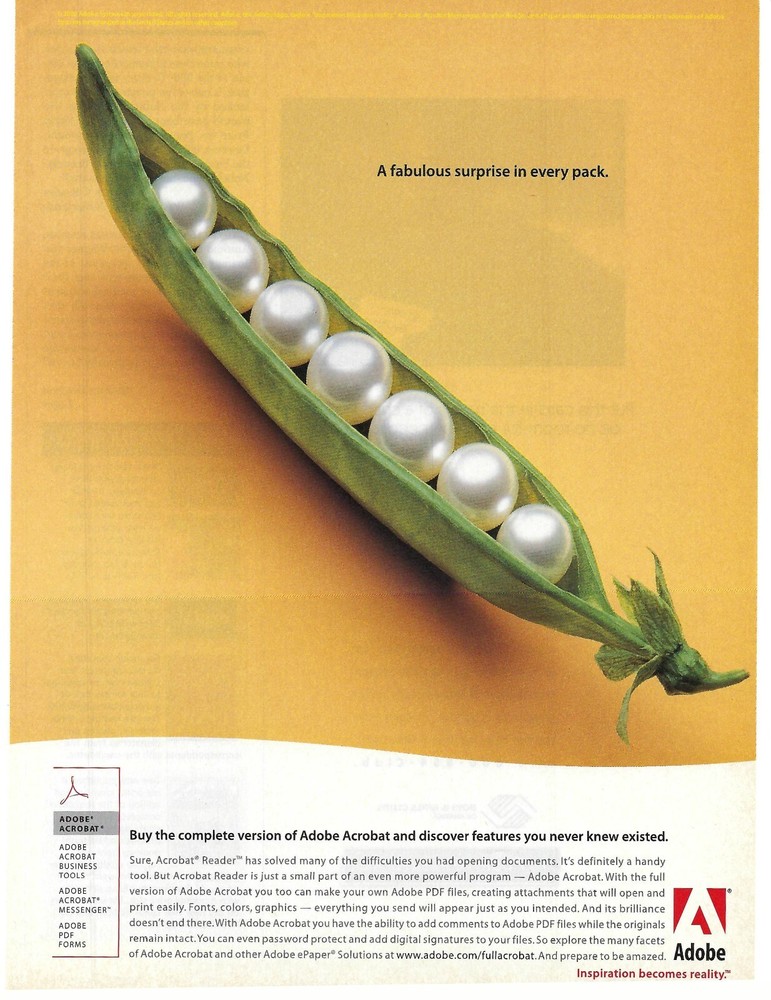 2000 Adobe Acrobat Software for PC PDF Files Vintage Magazine Print Ad/Poster