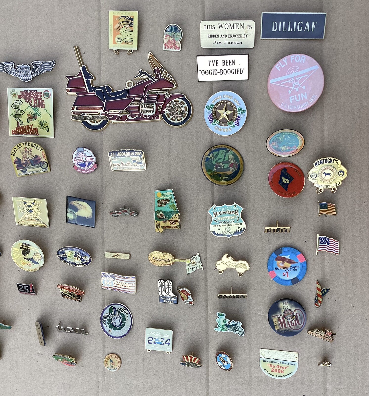 Lot of 59 Motorcycle Owners Vest Pins Benefit Rides And More