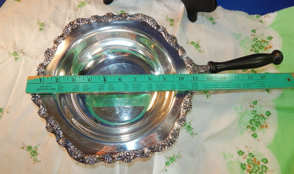 Silver Plated Chafing Serving Dish with Wooden Handle. Unbranded