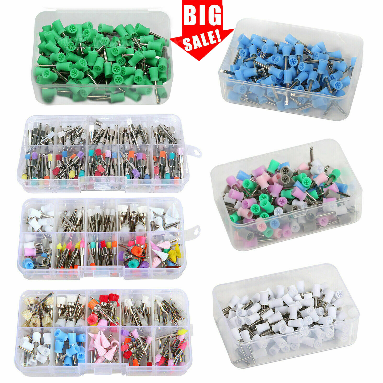100/200*Dental Latch type Polishing Cups Brushes Prophy Polisher Rubber Mix