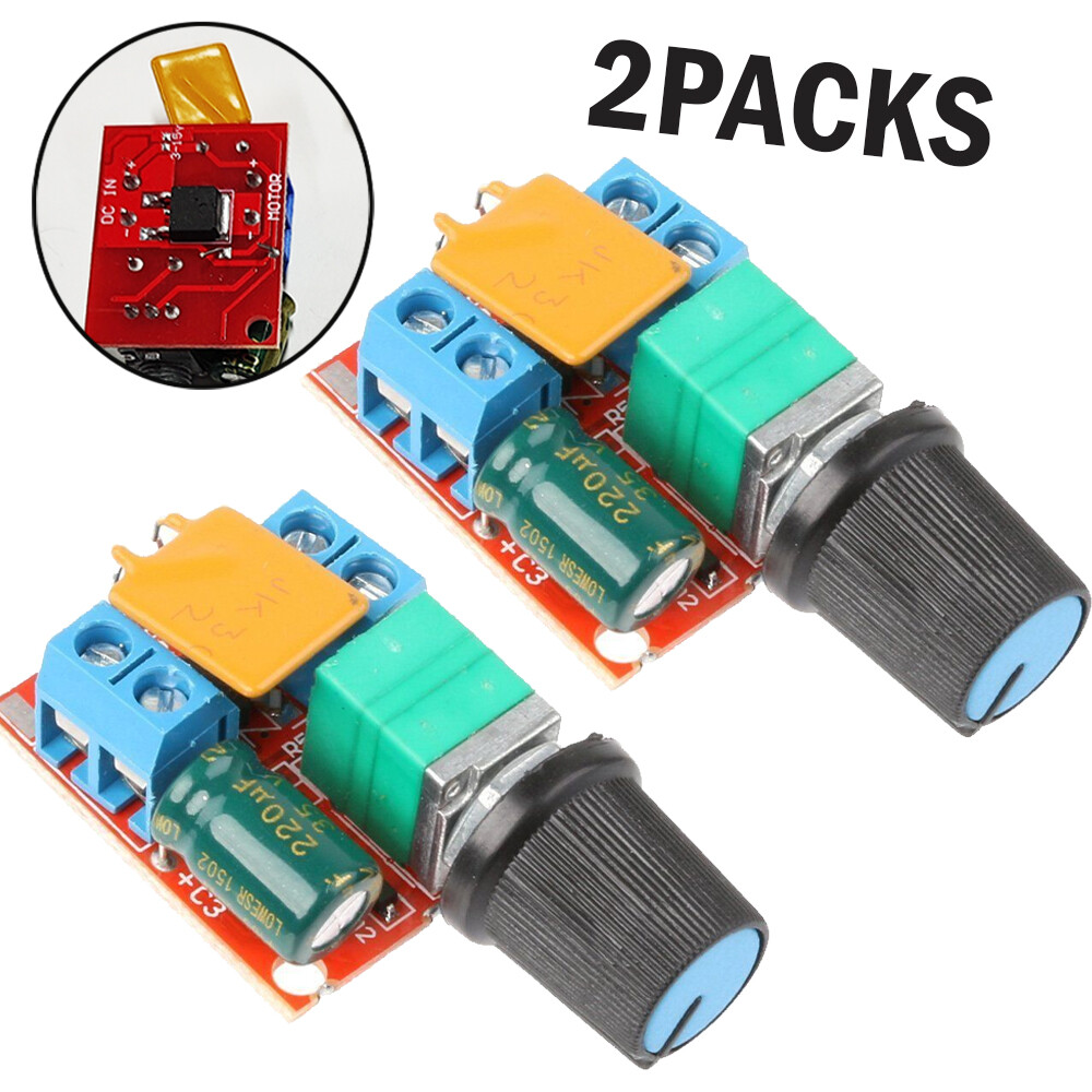 2X Mini Dc Motor PWM Speed Controller 3v-35v Speed Control Switch LED Dimme US