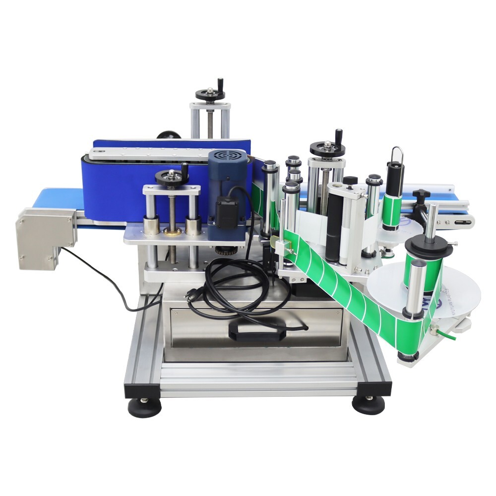 110V Automatic Conveyor Round Bottle Labeling Machine Label Applicator 4-10cm