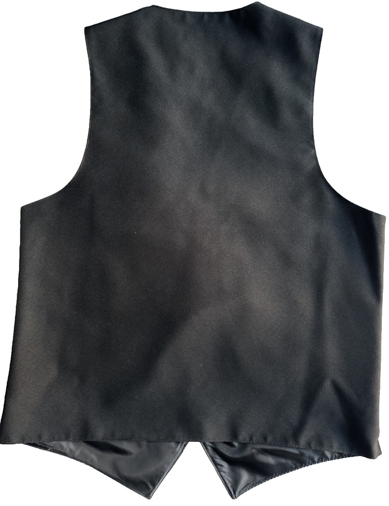 Black Comfort Poly Vest Size XL 5-Button Full Back Inside Pockets Poly Lined