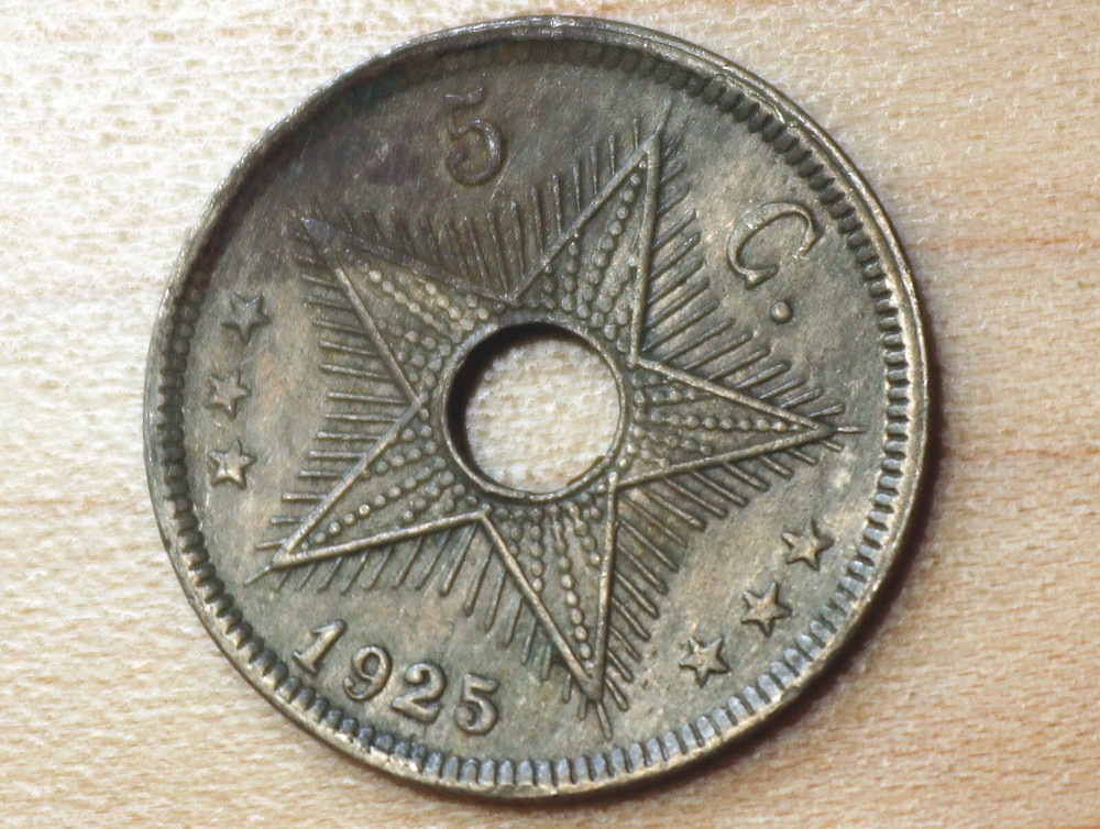 1925 Belgian Congo 5 Centimes