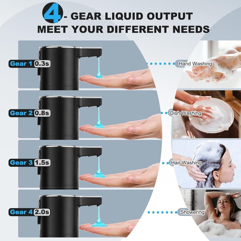 Automatic Soap Dispenser Liquid Touchless 13.52oz/400ml Wall USB Rechargeable