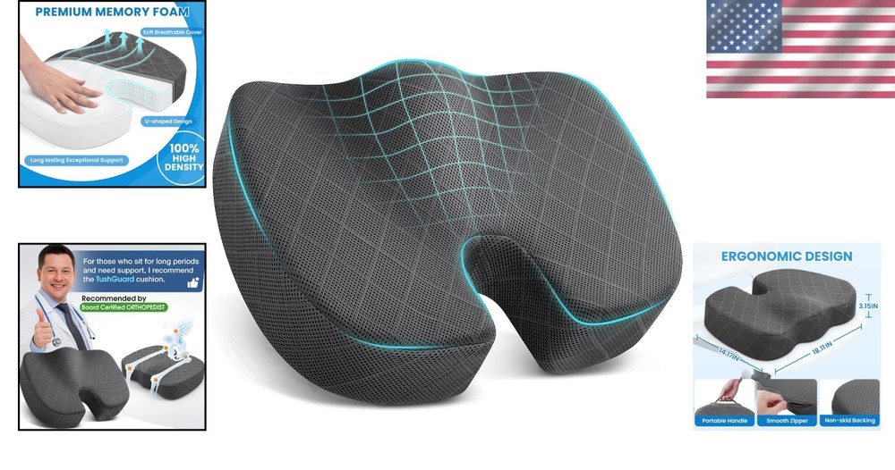 Memory Foam Seat Cushion - Hip & Sciatica Pain Relief