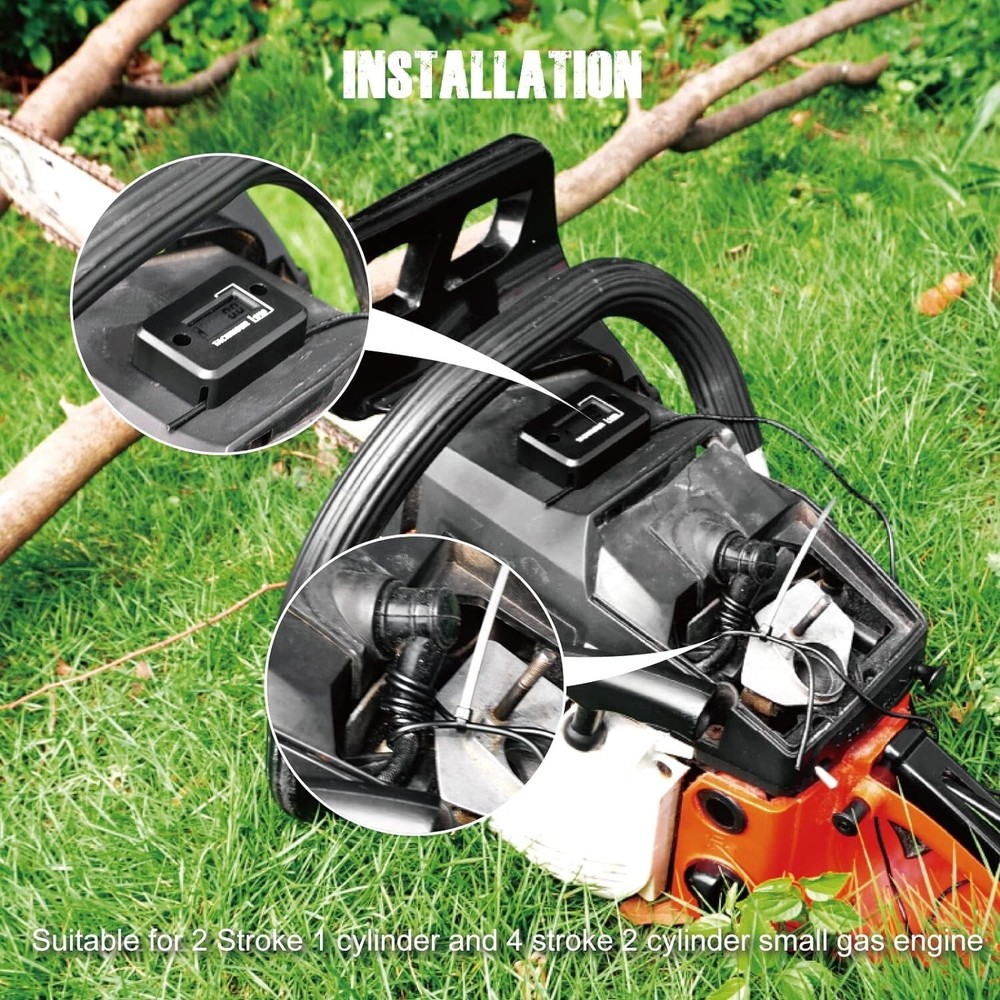 Waterproof Tachometer Tiny Tach/Hour Meter for 2 Stroke & 4 Stroke Small Engine