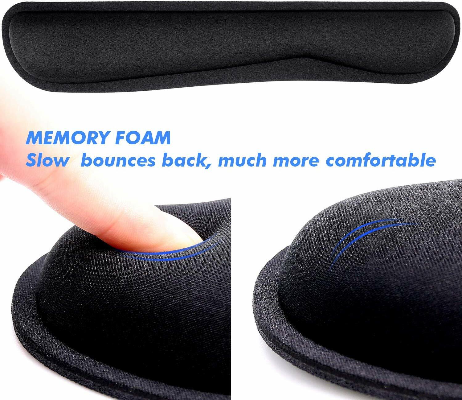 2Pc Premium Memory Foam Keyboard Wrist Support Bar and Mouse Wrist Rest Pads Set