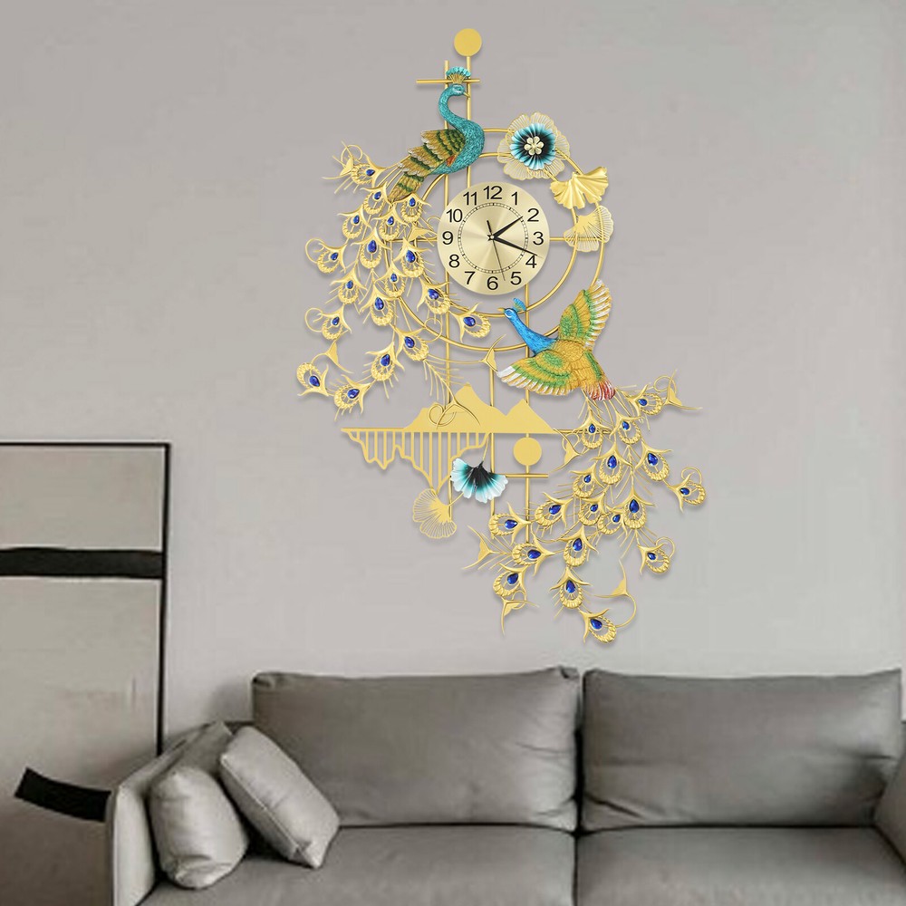 Peacock Wall Clock Wall-mounted Wall Clock Quartz Movement Colorful Wall Clock