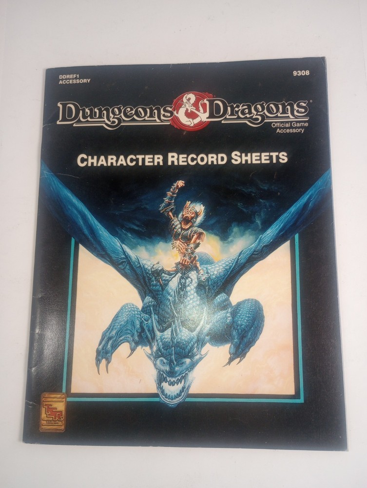 D&D DDREF1 Character Sheets TSR 9308 Dungeons And Dragons