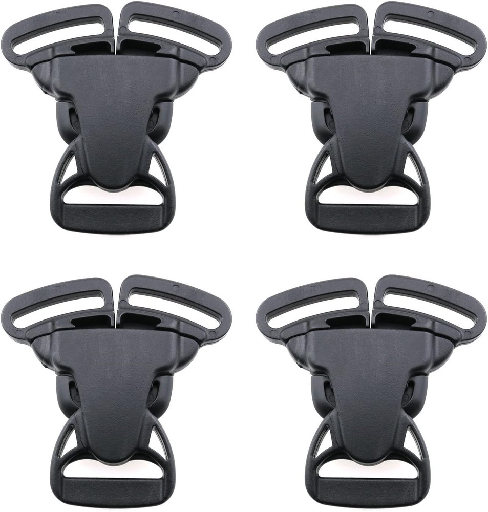 Split Release Buckle - 4Pcs Black Plastic 1" Three-Way Snap-On Dining Chair Buck