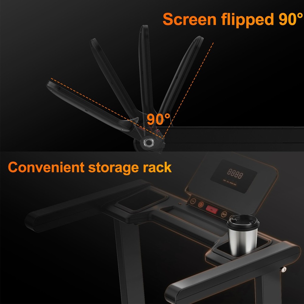 2.5HP Foldable Treadmill 300 LBS Maximum Capacity Folding Treadmill W/ Handles