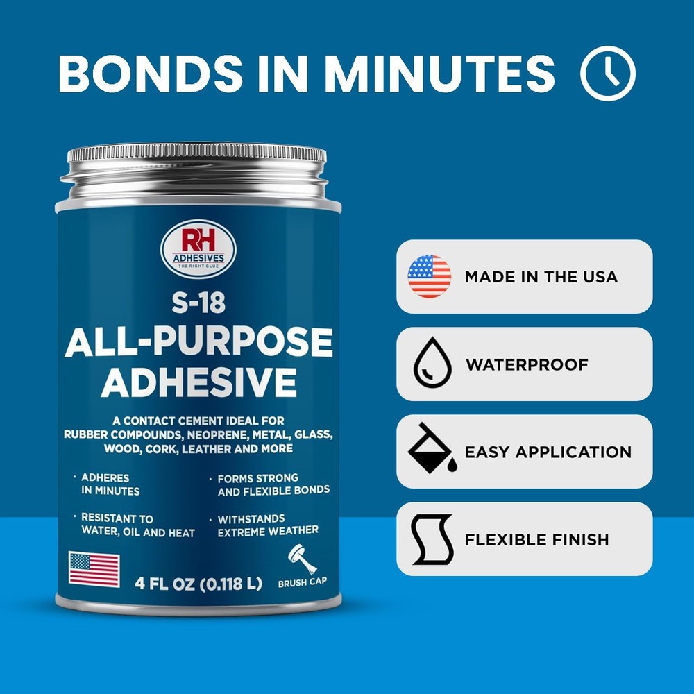 S-18 All-Purpose Adhesive, 4 oz. can - Multi-Purpose, Rubber, Metal, Leather,...