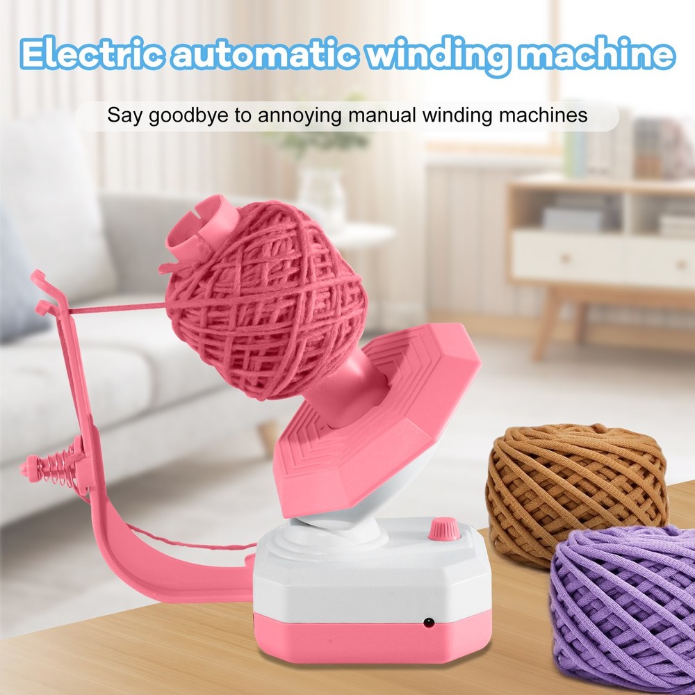 USB Automatic Bobbin Winder Yarn Thread Wool Winding Machine for Sewing (Pink)
