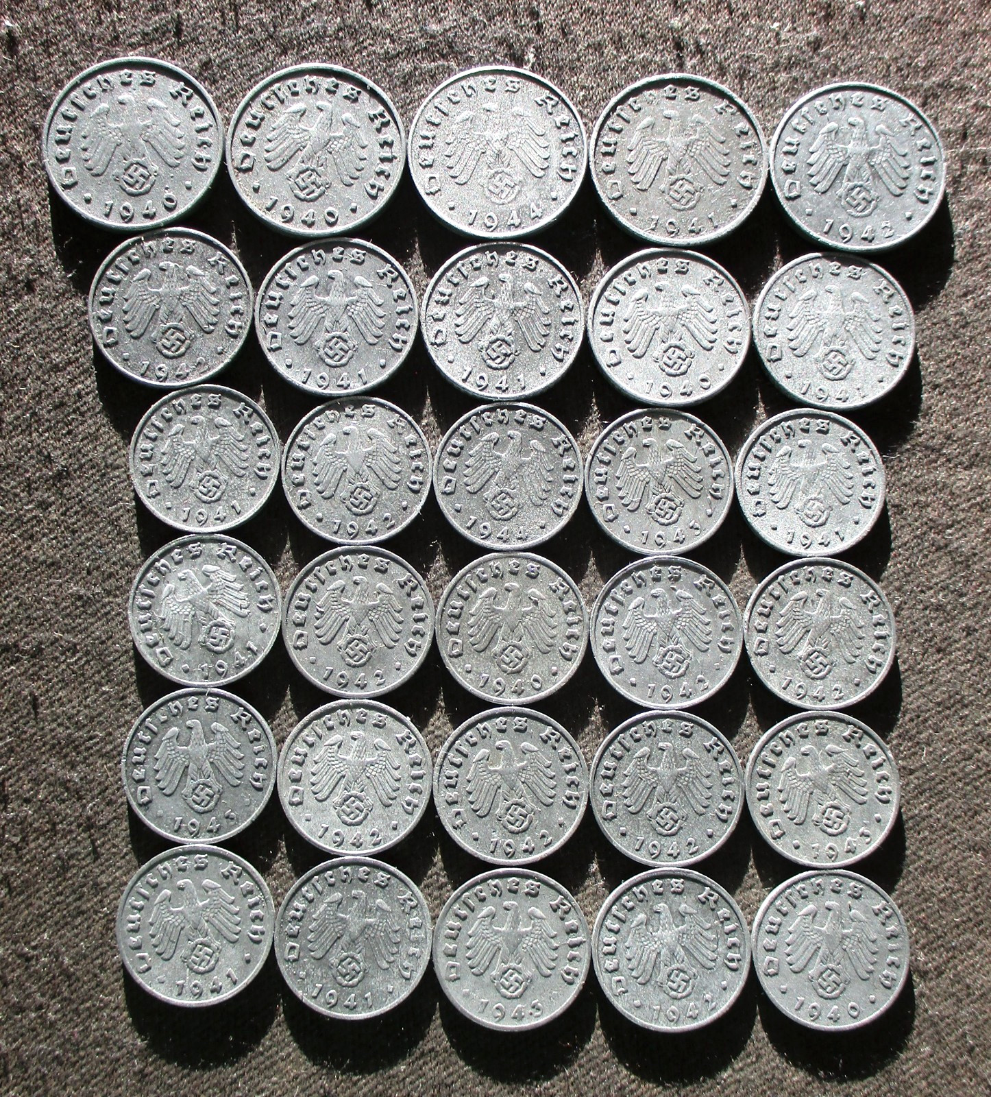 BIG LOT AUTHENTIC OLD COINS OF THIRD REICH NAZI GERMANY (1940-1944) WORLD WAR II