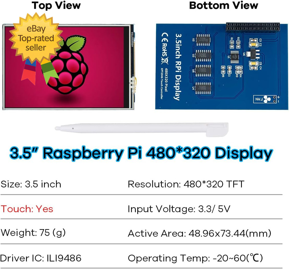 3.5 Inch TFT LCD Touch Screen Display 480x320 SPI Compatible Raspberry Pi Models
