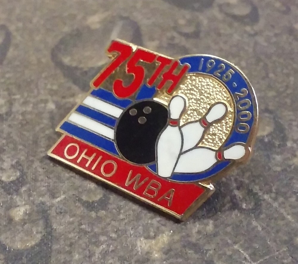 75th Ohio WBA Bowling pin badge 1925-2000