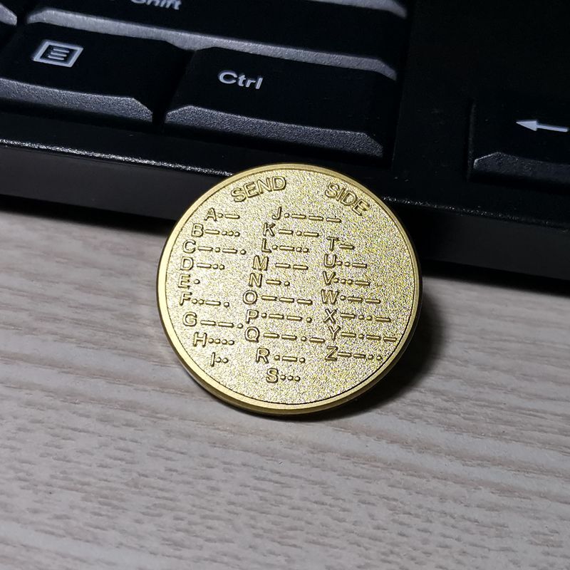 CW Morse Code Decoder Chart Medal Commemorative Bronze Alloy Steel Coin Gift