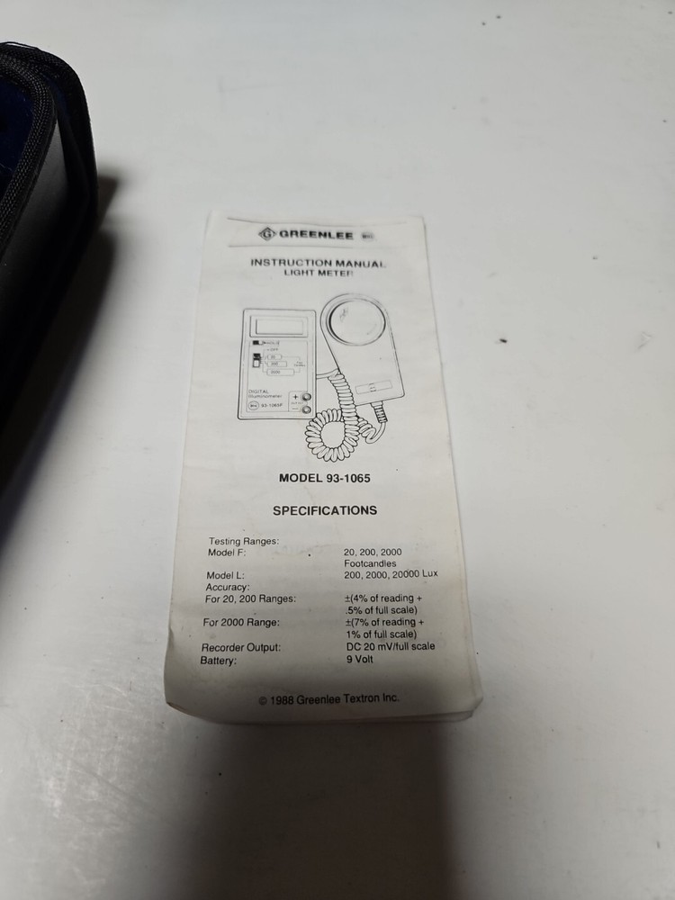 Greenlee Digital Light Illuminometer 93-1065F + Case