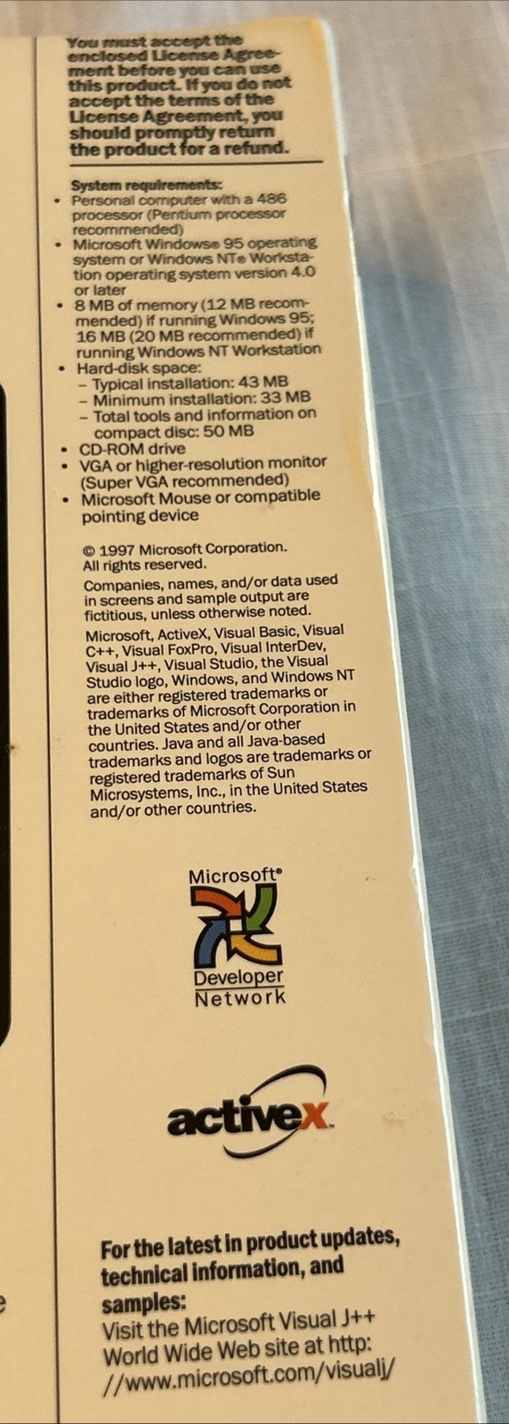 Microsoft Visual J++ Professional Edition Big Box Software CD-ROM-Factory Sealed