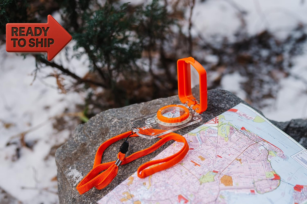 Boy Scout Sighting Compass - Adjustable Declination Mirror, Compass Base Plate,