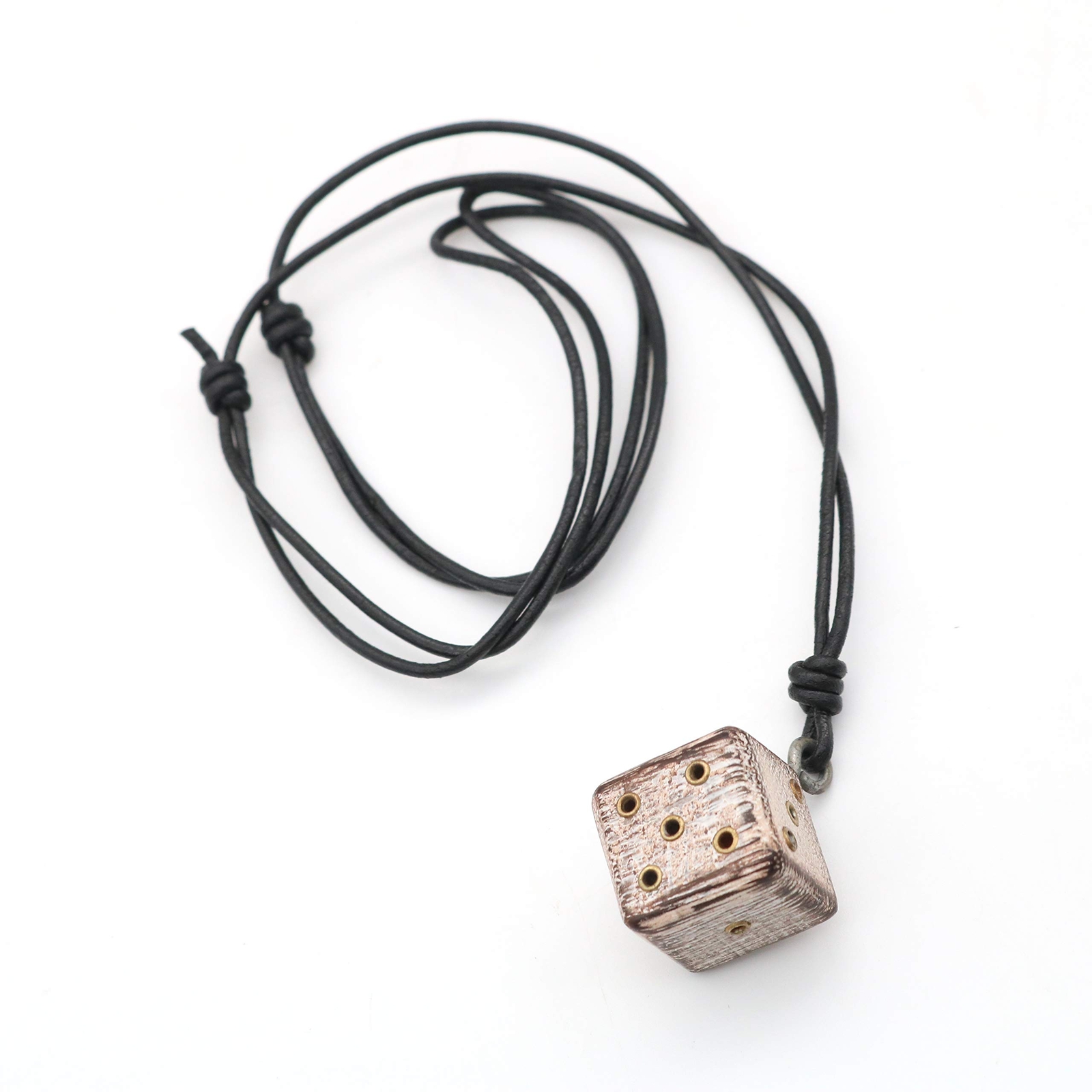 Medieval Wooden Dice Necklace Pendant Viking Cord Jewelry Casino Lover Luck Gift