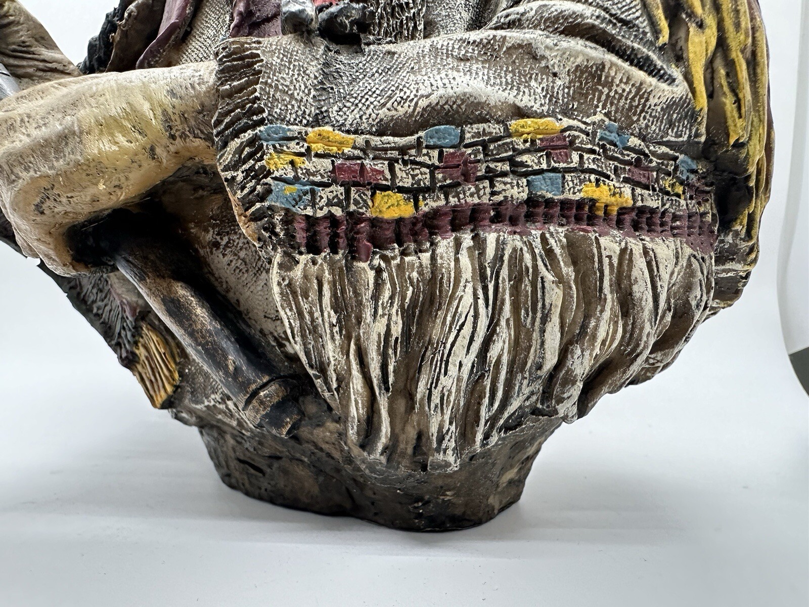 Native American Indian Large Bust Resin Sculpture Hand Painted Very Detailed